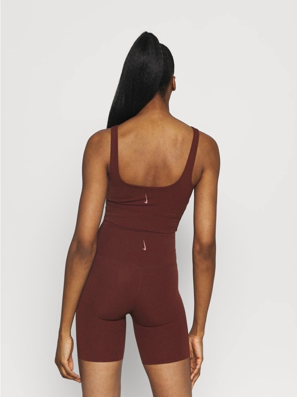 Nike Yoga Luxe Top & Short in Russet Red